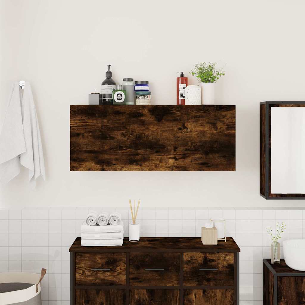 vidaXL Bathroom Wall Cabinet Smoked Oak 100x25x40 cm Engineered Wood 3