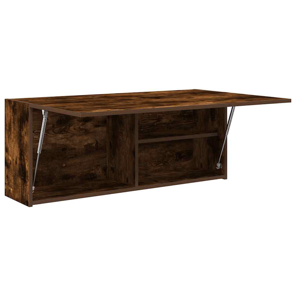 vidaXL Bathroom Wall Cabinet Smoked Oak 100x25x40 cm Engineered Wood 4