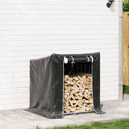 vidaxL Firewood Rack with Rain Cover 100.5x100.5x110.5 cm Galvanised Steel 3