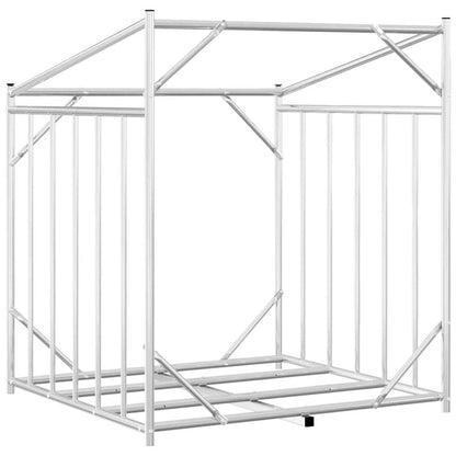 vidaxL Firewood Rack with Rain Cover 100.5x100.5x110.5 cm Galvanised Steel 6