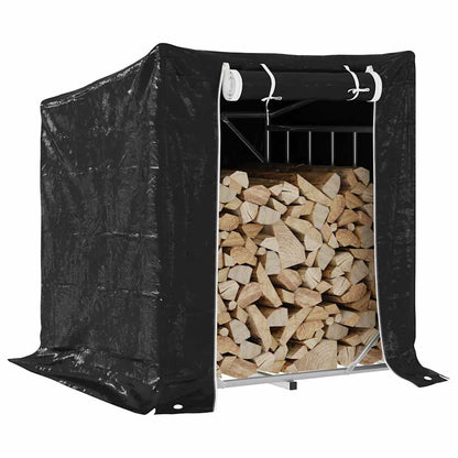 vidaxL Firewood Rack with Rain Cover 100.5x100.5x110.5 cm Galvanised Steel 1