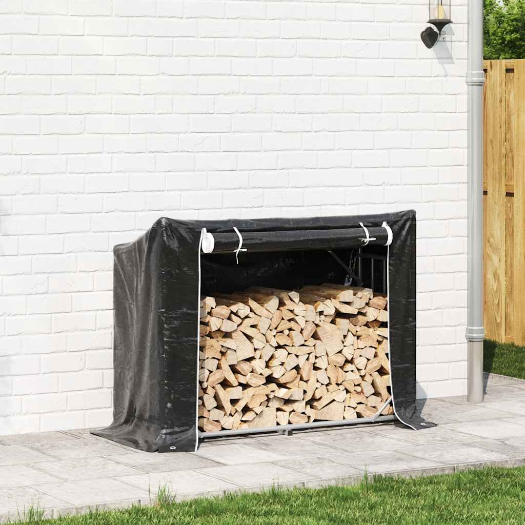 vidaxL Firewood Rack with Rain Cover 151x60.5x110.5 cm Galvanised Steel 3