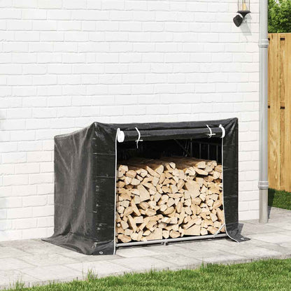 vidaxL Firewood Rack with Rain Cover 151x80.5x110.5 cm Galvanised Steel 3