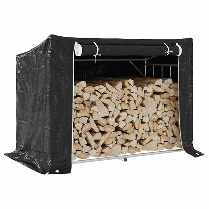 vidaxL Firewood Rack with Rain Cover 151x80.5x110.5 cm Galvanised Steel 1