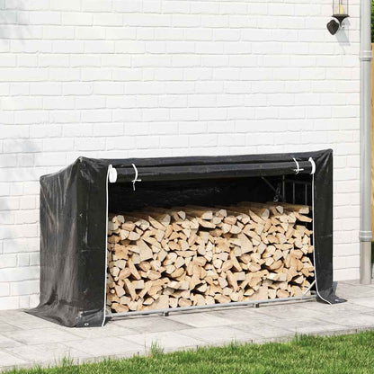 vidaxL Firewood Rack with Rain Cover 100x40x200 cm Galvanised Steel 3