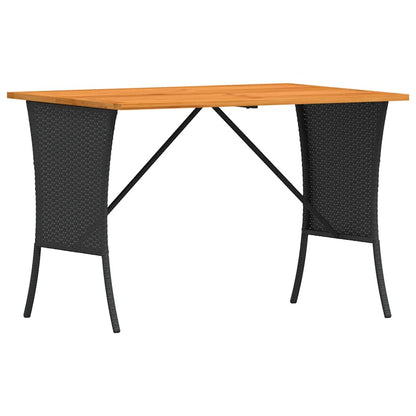 vidaXL Garden Table with Acacia Wood Top Black 105x75x72 cm Poly Rattan 2