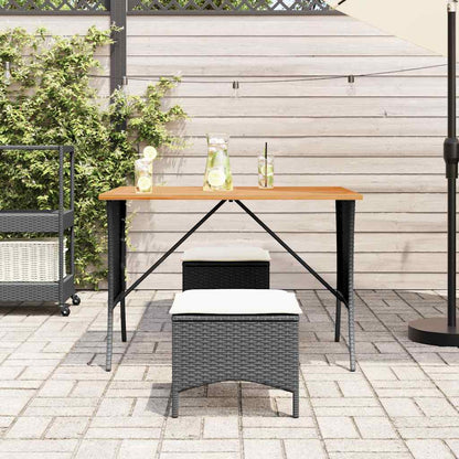vidaXL Garden Table with Acacia Wood Top Black 105x75x72 cm Poly Rattan 3