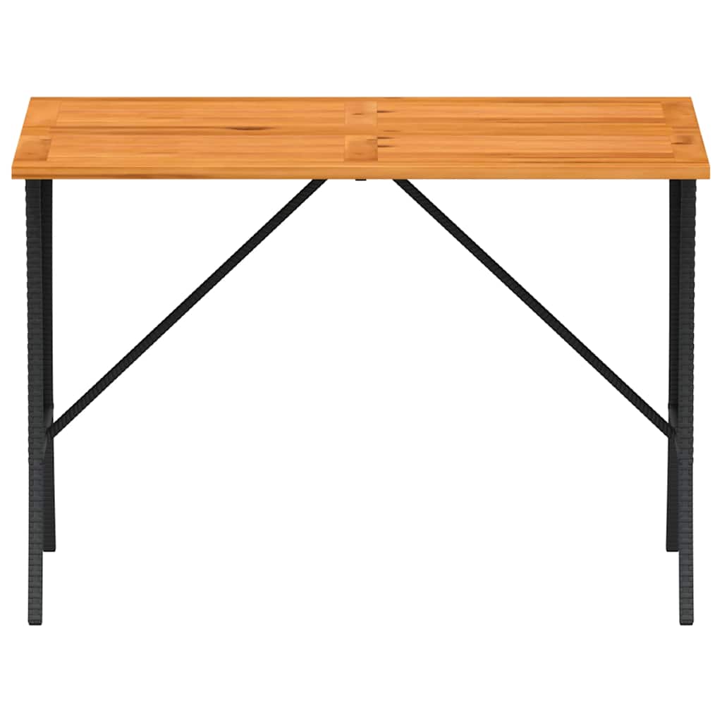 vidaXL Garden Table with Acacia Wood Top Black 105x75x72 cm Poly Rattan 5