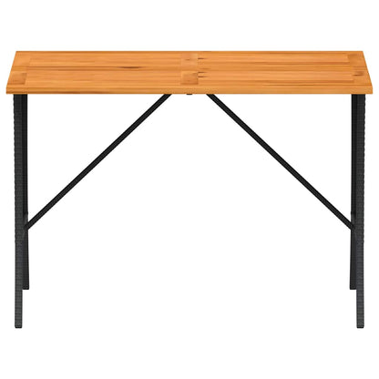 vidaXL Garden Table with Acacia Wood Top Black 105x75x72 cm Poly Rattan 5