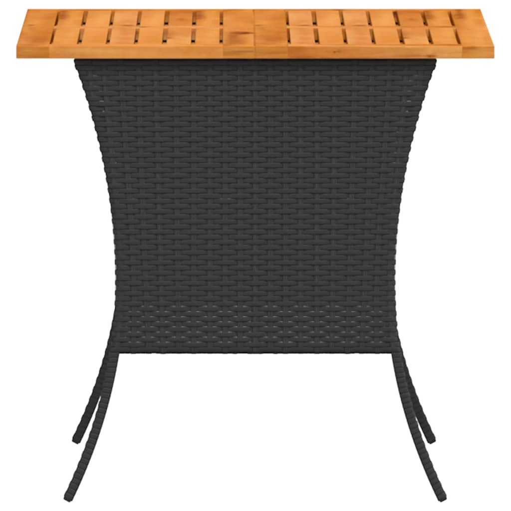 vidaXL Garden Table with Acacia Wood Top Black 105x75x72 cm Poly Rattan 6