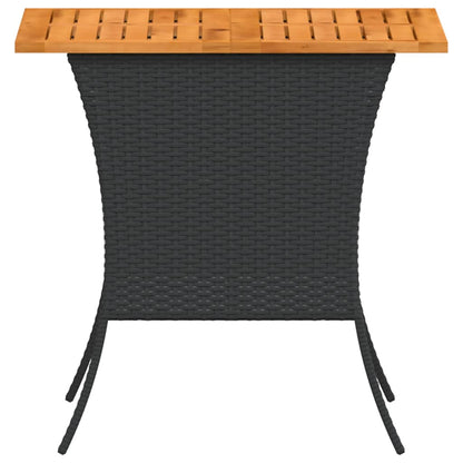 vidaXL Garden Table with Acacia Wood Top Black 105x75x72 cm Poly Rattan 6