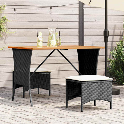 vidaXL Garden Table with Acacia Wood Top Black 105x75x72 cm Poly Rattan 1