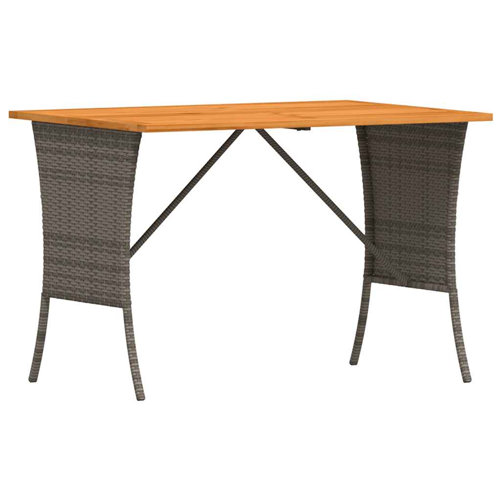 vidaXL Garden Table with Acacia Wood Top Grey 105x75x72 cm Poly Rattan 2