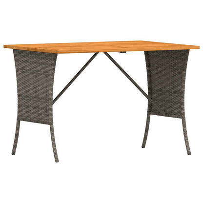vidaXL Garden Table with Acacia Wood Top Grey 105x75x72 cm Poly Rattan 2