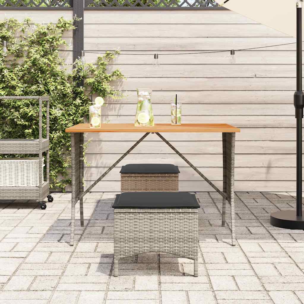 vidaXL Garden Table with Acacia Wood Top Grey 105x75x72 cm Poly Rattan 3