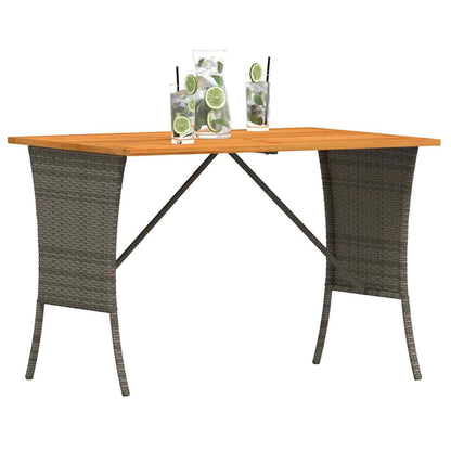 vidaXL Garden Table with Acacia Wood Top Grey 105x75x72 cm Poly Rattan 4