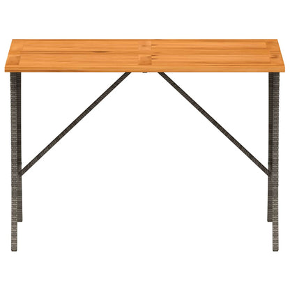 vidaXL Garden Table with Acacia Wood Top Grey 105x75x72 cm Poly Rattan 5