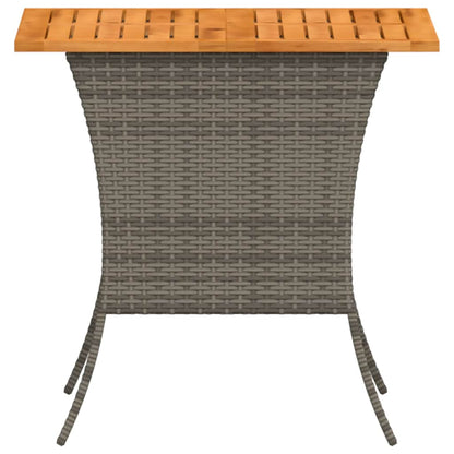vidaXL Garden Table with Acacia Wood Top Grey 105x75x72 cm Poly Rattan 6