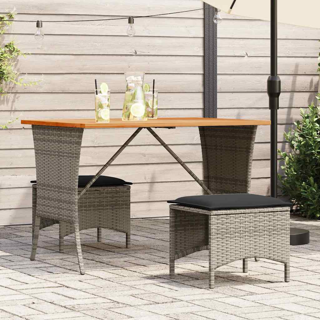 vidaXL Garden Table with Acacia Wood Top Grey 105x75x72 cm Poly Rattan 1