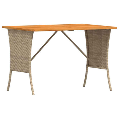 vidaXL Garden Table with Acacia Wood Top Beige 105x75x72 cm Poly Rattan 2