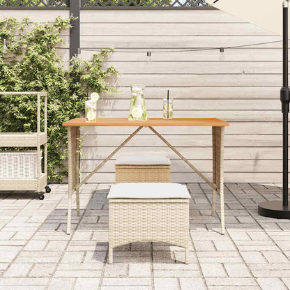 vidaXL Garden Table with Acacia Wood Top Beige 105x75x72 cm Poly Rattan 3