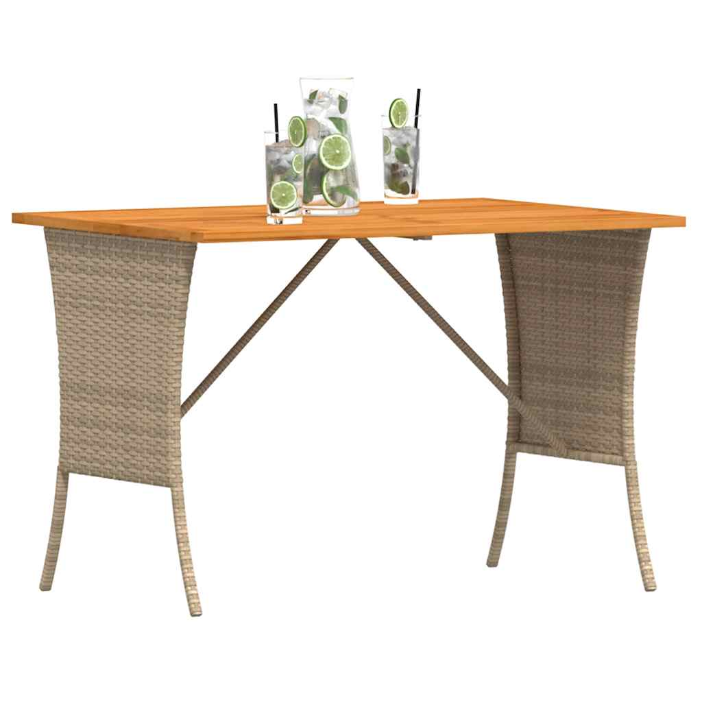 vidaXL Garden Table with Acacia Wood Top Beige 105x75x72 cm Poly Rattan 4