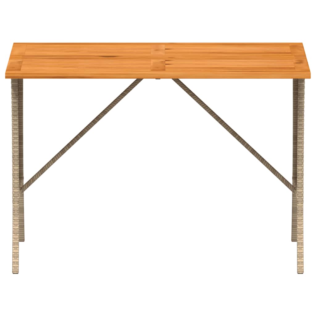 vidaXL Garden Table with Acacia Wood Top Beige 105x75x72 cm Poly Rattan 5
