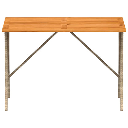 vidaXL Garden Table with Acacia Wood Top Beige 105x75x72 cm Poly Rattan 5