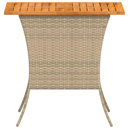 vidaXL Garden Table with Acacia Wood Top Beige 105x75x72 cm Poly Rattan 6