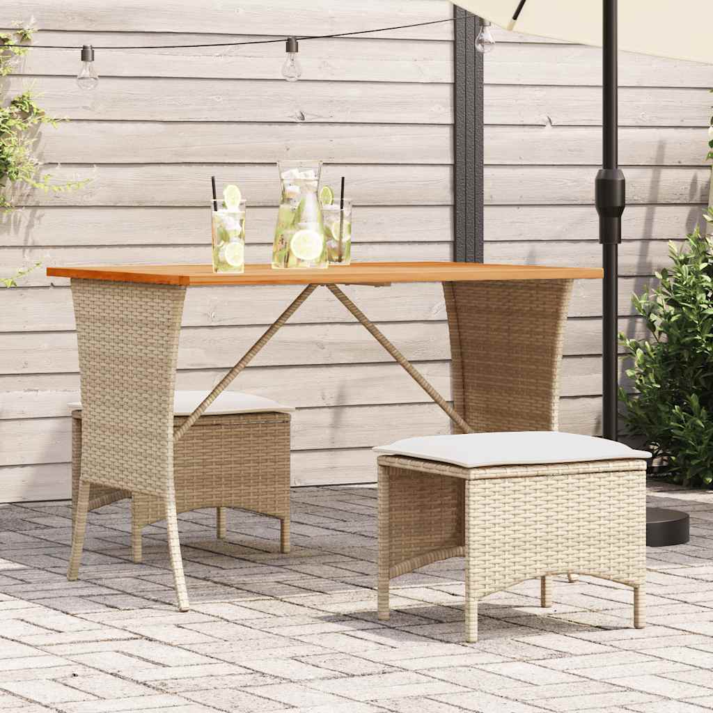 vidaXL Garden Table with Acacia Wood Top Beige 105x75x72 cm Poly Rattan 1