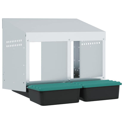 vidaXL Chicken Nesting Box 2 Compartments Wall-Mounted Galvanised Steel 2