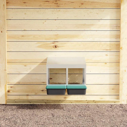 vidaXL Chicken Nesting Box 2 Compartments Wall-Mounted Galvanised Steel 3