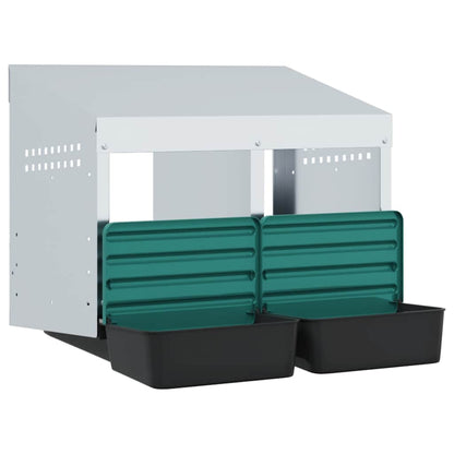 vidaXL Chicken Nesting Box 2 Compartments Wall-Mounted Galvanised Steel 4