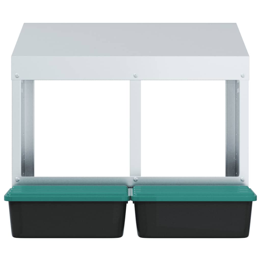 vidaXL Chicken Nesting Box 2 Compartments Wall-Mounted Galvanised Steel 5