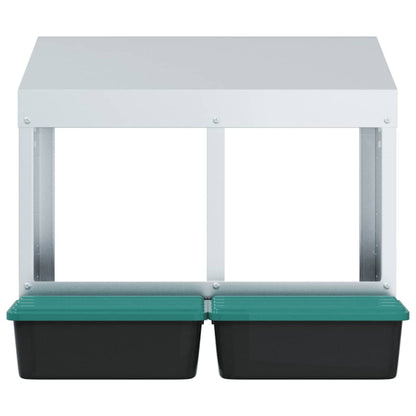 vidaXL Chicken Nesting Box 2 Compartments Wall-Mounted Galvanised Steel 5