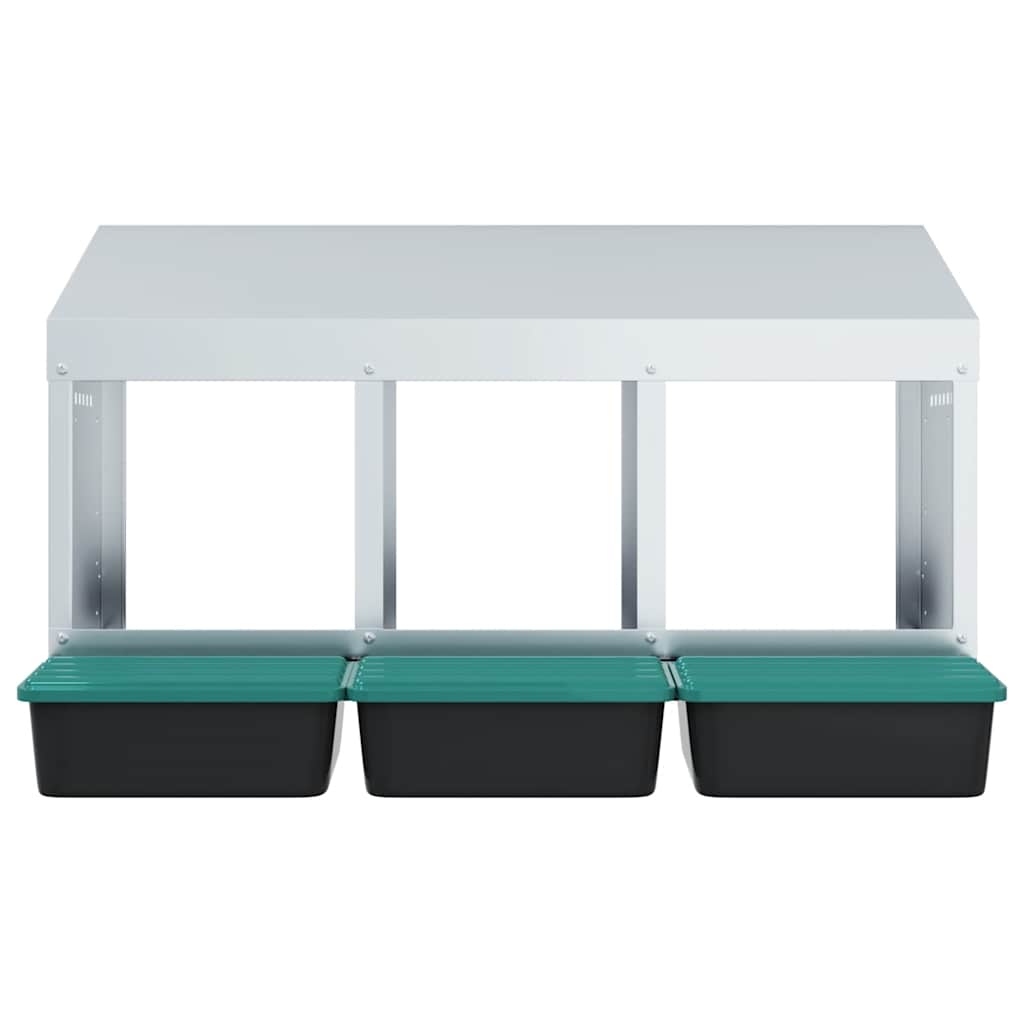 vidaXL Chicken Nesting Box 3 Compartments Wall-Mounted Galvanised Steel 5