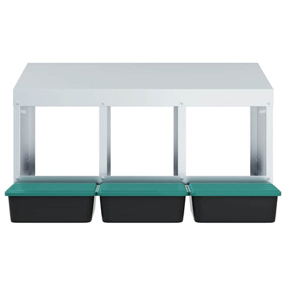 vidaXL Chicken Nesting Box 3 Compartments Wall-Mounted Galvanised Steel 5