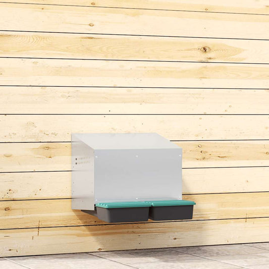 vidaXL Chicken Nesting Box 2 Compartments Wall-Mounted Galvanised Steel 1