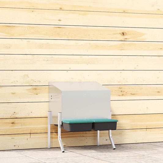 vidaXL Chicken Nesting Box 2 Compartments with Legs Galvanised Steel 1