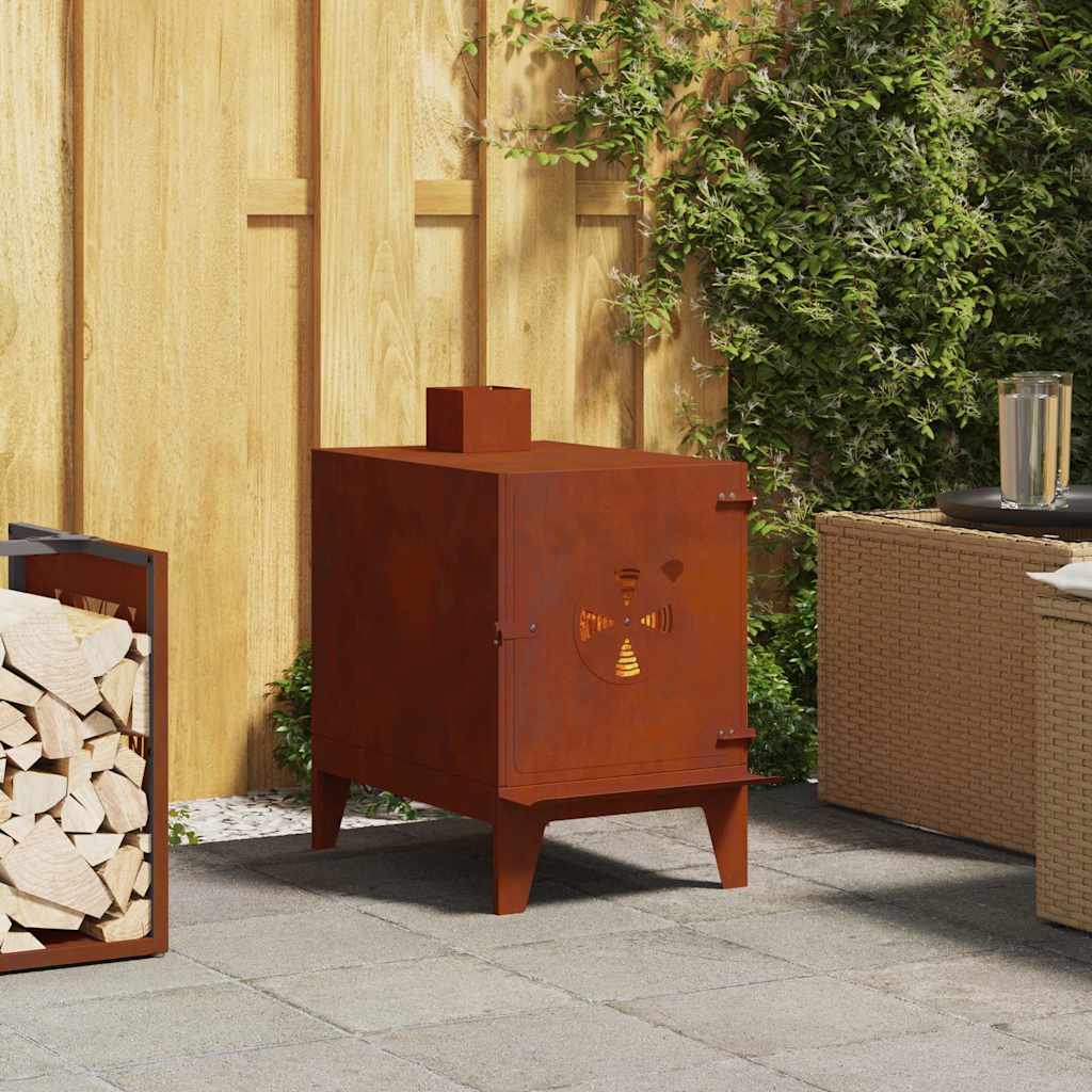 vidaXL Camping Stove 35x50x60 cm Corten Steel 1