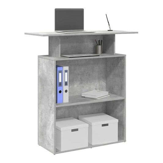 Reception Desk 100x40x104 cm Engineered Wood Concrete grey