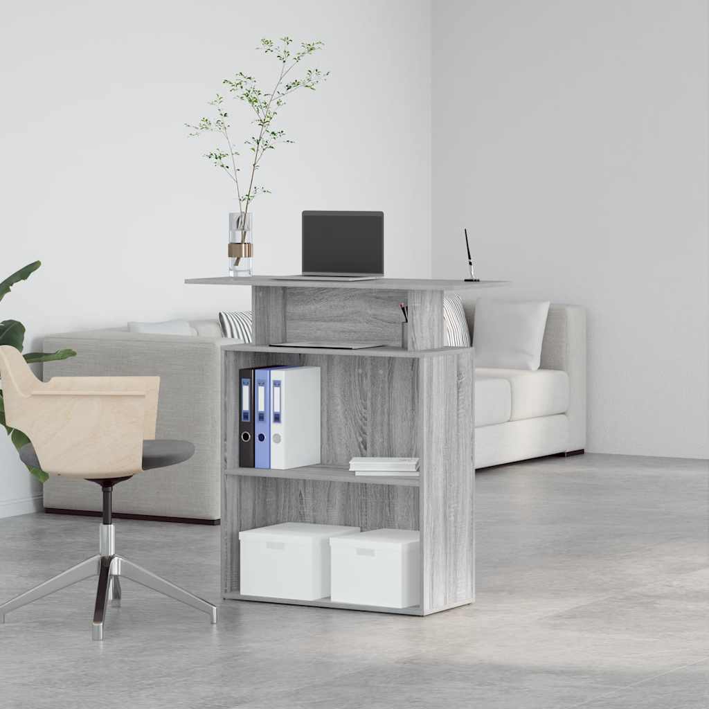 vidaXL Reception Desk Grey Sonoma 100x40x104 cm Engineered Wood 4