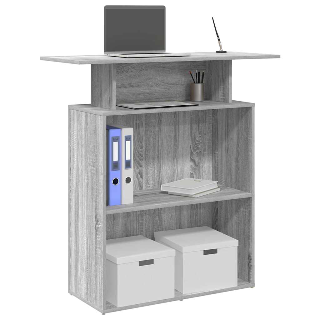 vidaXL Reception Desk Grey Sonoma 100x40x104 cm Engineered Wood 1