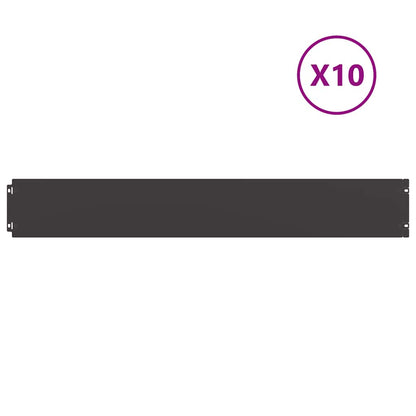 vidaXL Lawn Edging 10 pcs 15 x 103 cm Steel Black 2