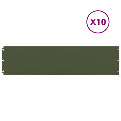 vidaXL Lawn Edging 10 pcs 25 x 103 cm Steel Olive Green 2