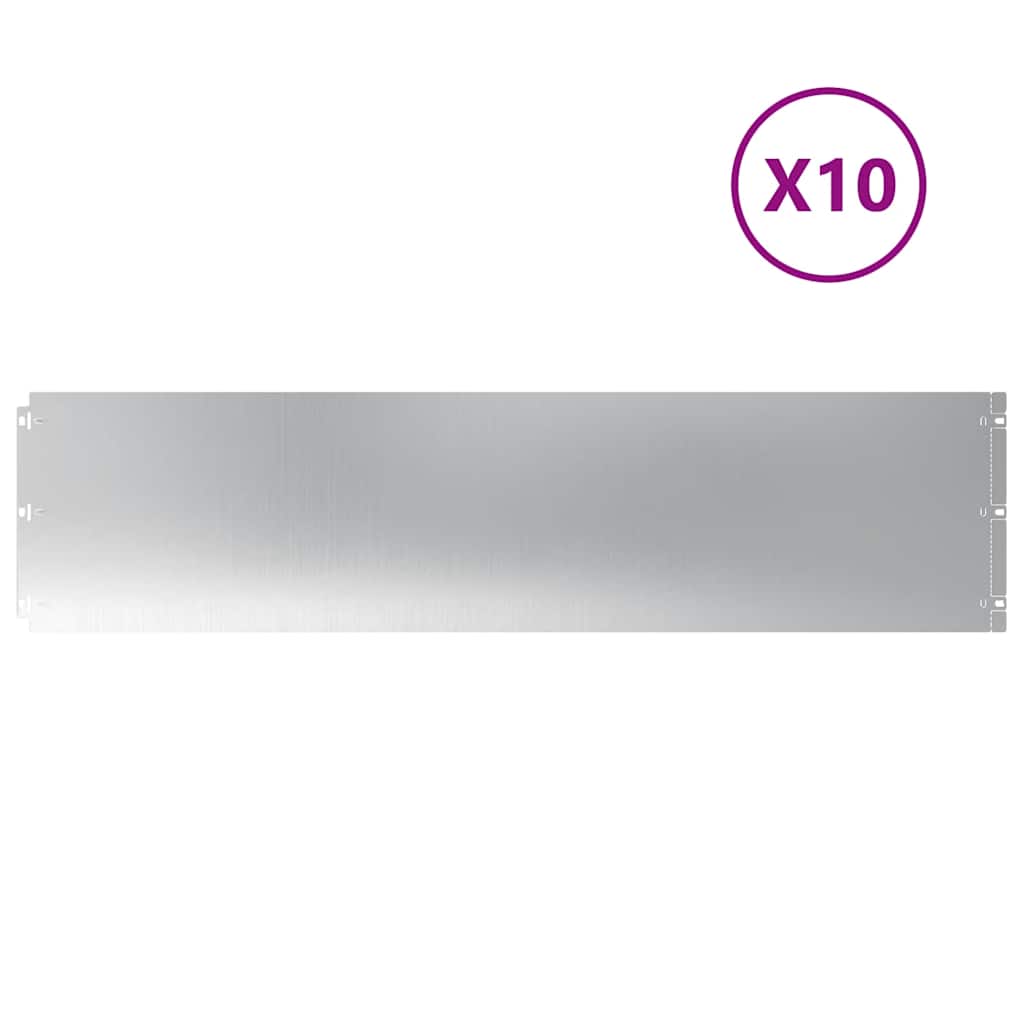 vidaXL Lawn Edging 10 pcs 25 x 103 cm Galvanised Steel Silver 2