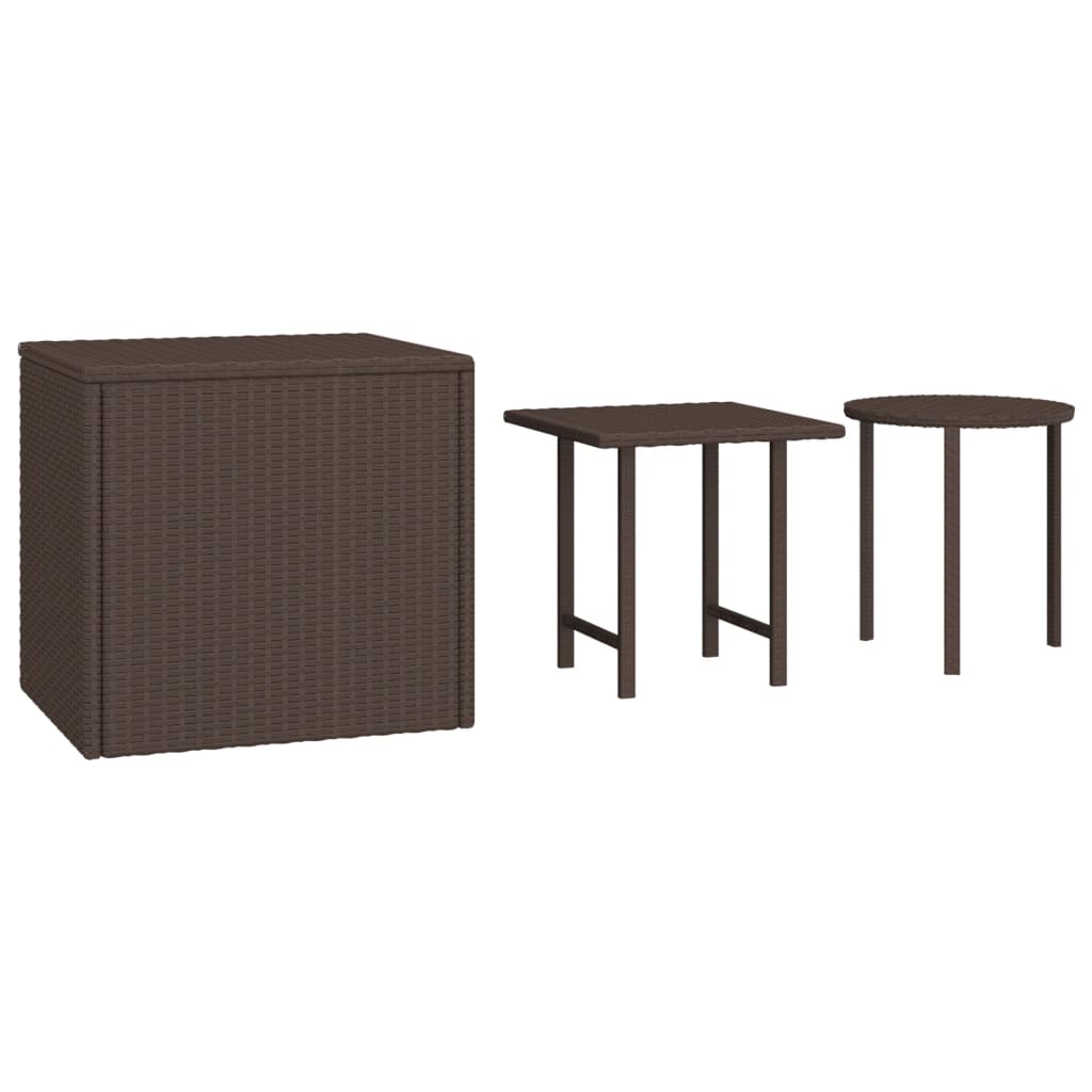 vidaXL Garden Side Table | Brown | PE rattan | Small | Stackable 2