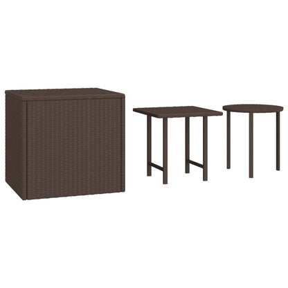 vidaXL Garden Side Table | Brown | PE rattan | Small | Stackable 2