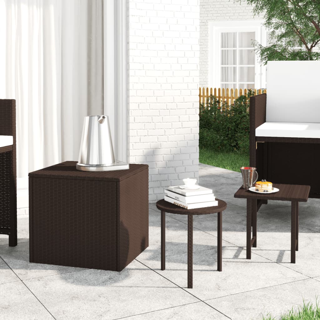 vidaXL Garden Side Table | Brown | PE rattan | Small | Stackable 1