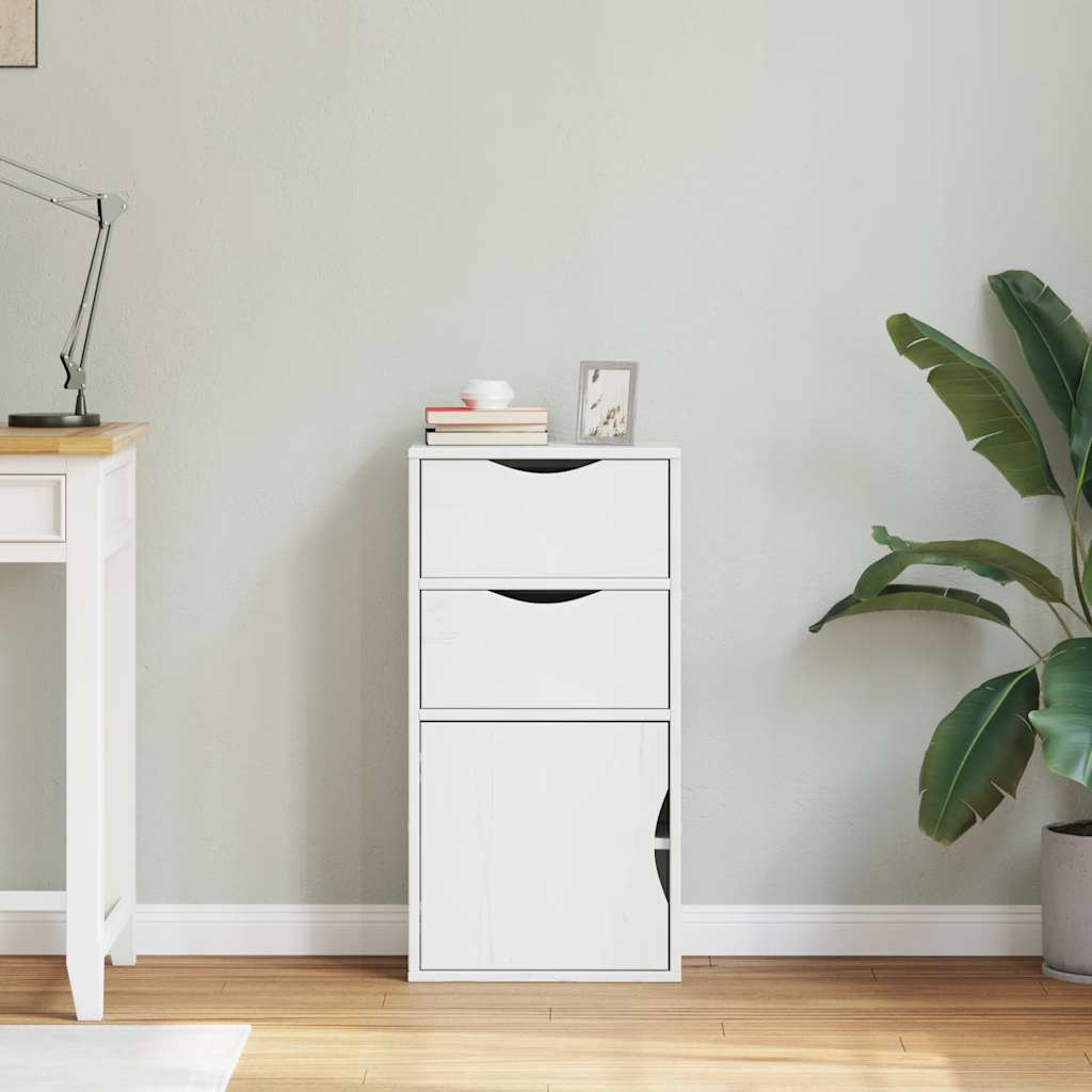 vidaXL Side Cabinet with Drawers ODDA White 40x24x79 cm Solid Wood Pine 3